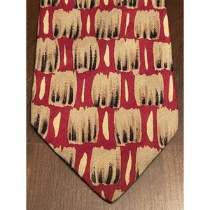Alcione Milano By Today’s Man Red Tan 100% Silk Men’s Neck Tie Made In Italy